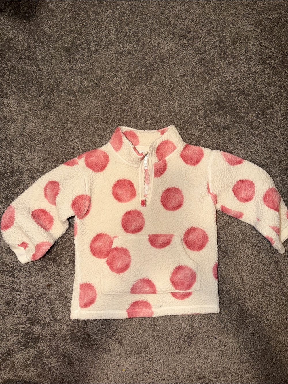 Carter's Cream Sherpa Half-Zip Pullover with Pink Polka Dots